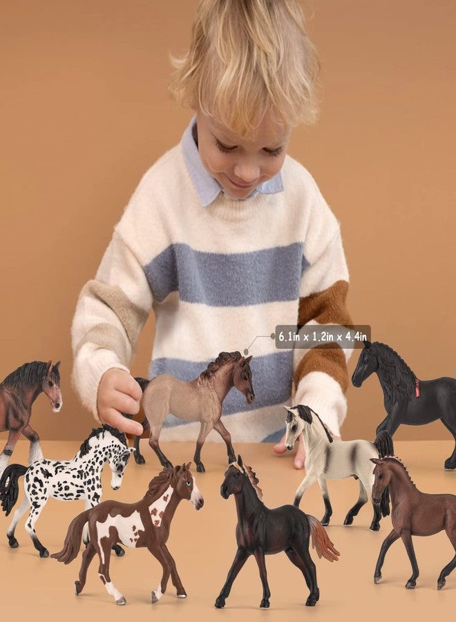 Divwa 8 Pieces 6'' Plastic Horse Figure Toy Set for Girl,Big Realistic Horse Toy Figurine Farm Animal Gift for Boy Toddler Kid,Horse Party Favor Decoration Supplies Birthday Pinata - Image 2